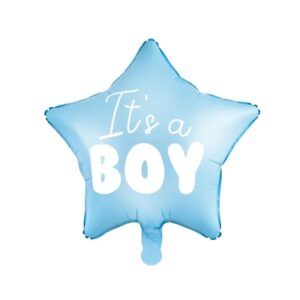 Fóliový balónik „It's a boy“ na oslavu narodenia dieťaťa s modrou hviezdou, 48 cm