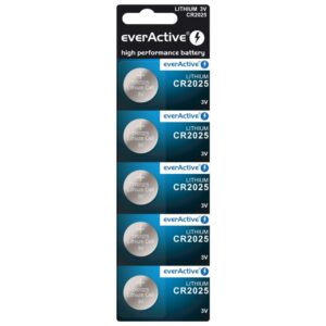 Lítiová gombíková batéria everActive CR2025 3 V, blister, 5 ks
