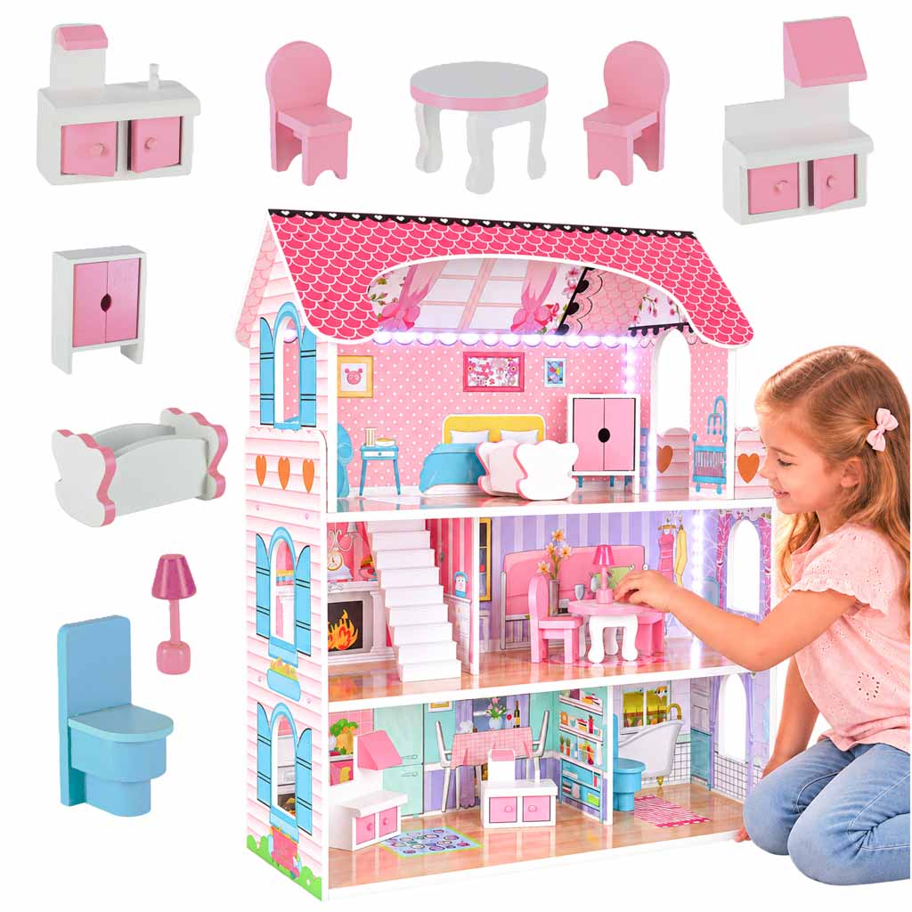 Domek-dla-lalek-drewniany-MDF-mebelki-70cm-rozowy-LED-192501