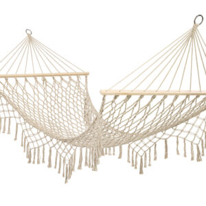 Záhradná hojdacia sieť v brazílskom štýle boho so strapcami, 200 cm, nosnosť 150 kg, farba Ecru