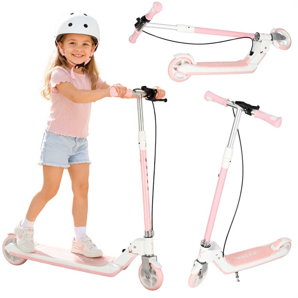 Detský kolobežka TRIKE FIX, dvojkolesová, s LED osvetlením, skladateľná, s dvojitými brzdami, ružová