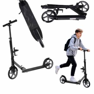Mestský kolobežka Trike Fix, skladateľná, kolesá 200 mm, čierno-sivá