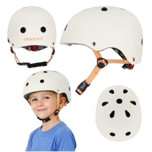 Detská cyklistická prilba Trike Fix nastaviteľná LED S 48-54cm béžová