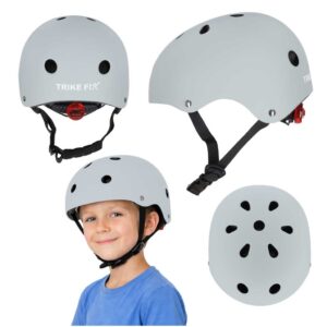 Detská cyklistická prilba Trike Fix nastaviteľná LED M 55-58cm tmavo šedá