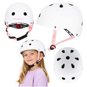 Detská cyklistická prilba Trike Fix nastaviteľná LED S 48-54cm biela