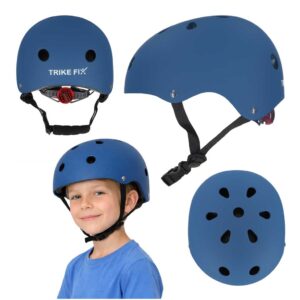 Detská cyklistická prilba Trike Fix nastaviteľná LED S 48-54cm tmavomodrá
