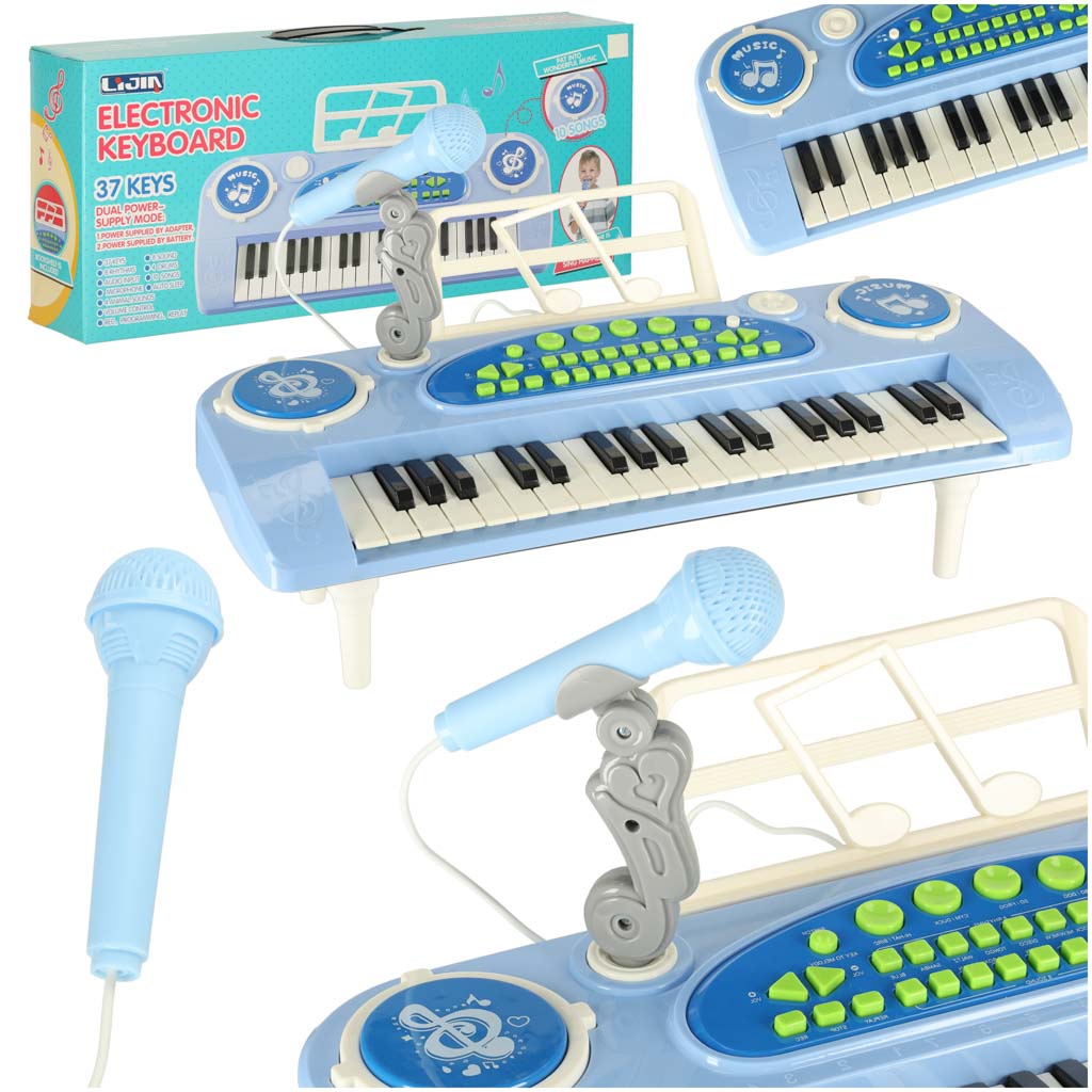 Keyboard-dla-dzieci-pianinko-interaktywne-organki-37-klawiszy-mikrofon-statyw-niebieskie-173056