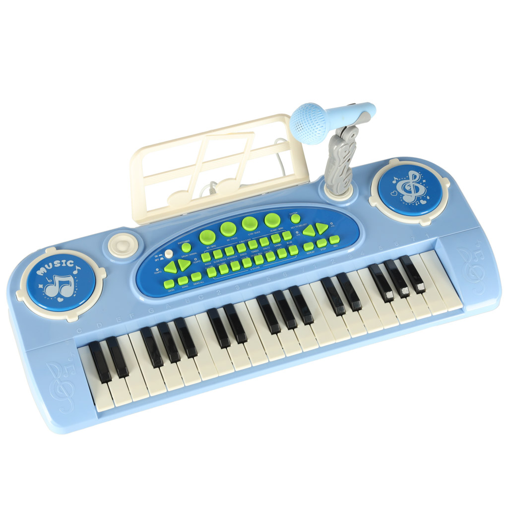 Keyboard-dla-dzieci-pianinko-interaktywne-organki-37-klawiszy-mikrofon-statyw-niebieskie-173059