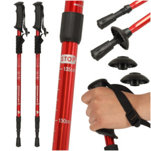 Nordic walking palice skladacie 2 kusy červené