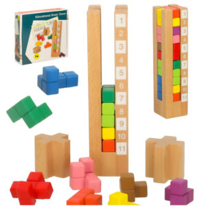 Drevené vzdelávacie kocky – farebná Montessori skladačka