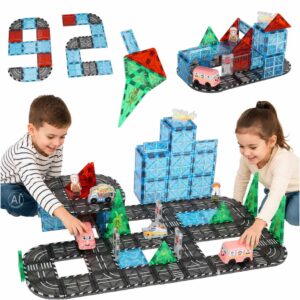 Magnetické stavebnicové kocky 3D – mesto a autá, 91 dielov