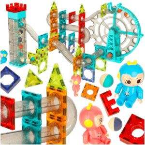 Magnetické kocky – magnetické tyčinky, guľôčková dráha s hudbou, 118 dielov