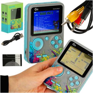 Prenosná herná konzola – mini elektronická retro s 500 hrami, sivá