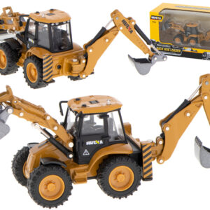 Kovové rýpadlo-nakladač s pohyblivými lyžicami Die-Cast H-toys 1704 v mierke 1:50