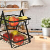 Dvojposchodový košík na ovocie z kovu a dreva