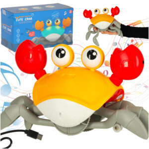 Krab na úteku, plaziaci sa, senzor, interaktívny, s USB nabíjateľnou batériou, červený