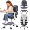 Detská stolička k písacímu stolu – ergonomické otočné nastaviteľné kreslo, šedá