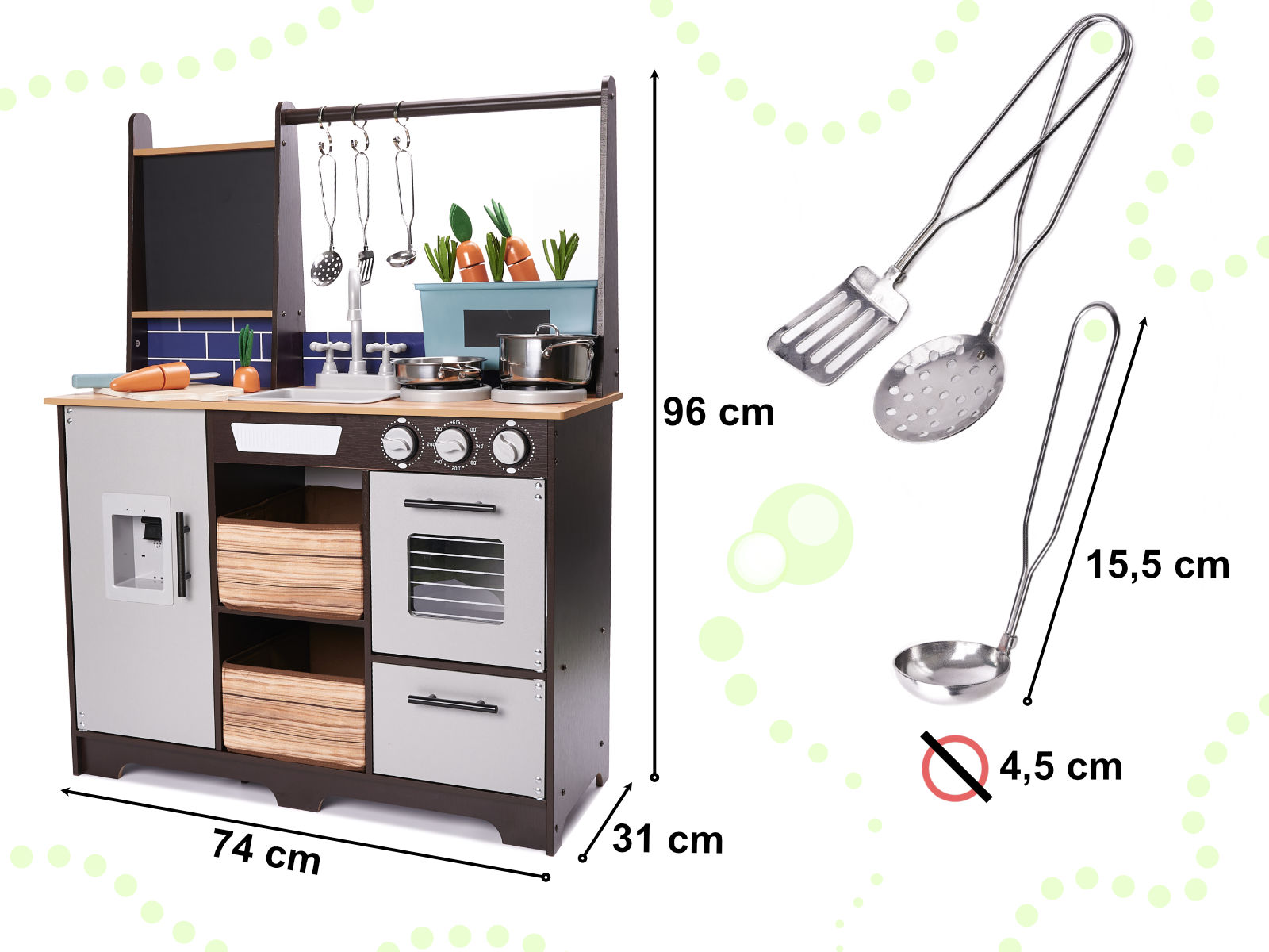 KX6286 Kuchnia drewniana MDF z akcesoriami LOFT 96cm 3