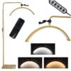 LED lampa na predlžovanie rias 36 W, nastaviteľná, kozmetická, bez tieňov, zlatý oblúk