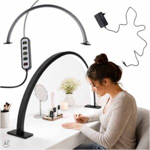 Stolná kozmetická LED lampa bez tieňov na manikúru, oblúková, čierna