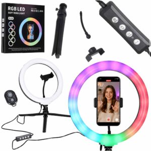 Kruhová LED RGB lampa na selfie so statívom