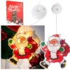 LED svetielka, závesná ozdoba, vianočná dekorácia na okno, s prísavkou, Santa Claus s darčekmi