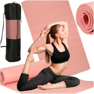 Podložka na jógu, gymnastiku, tréning a fitness, hrúbka 1,5 cm, ružová + obal