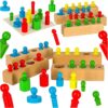 Drevené valce – hra, montessori puzzle, farebné