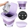 Automatická cestovná mini práčka, prenosná, skladateľná, 8 l, fialová