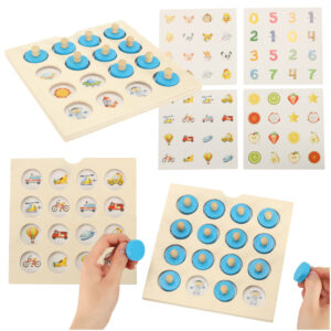 Stolová hra Memory Montessori – sada drevených puzzle s 4 kartami
