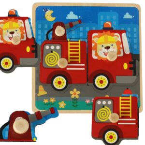 Drevené puzzle – triediaca skladačka s tematikou hasičov