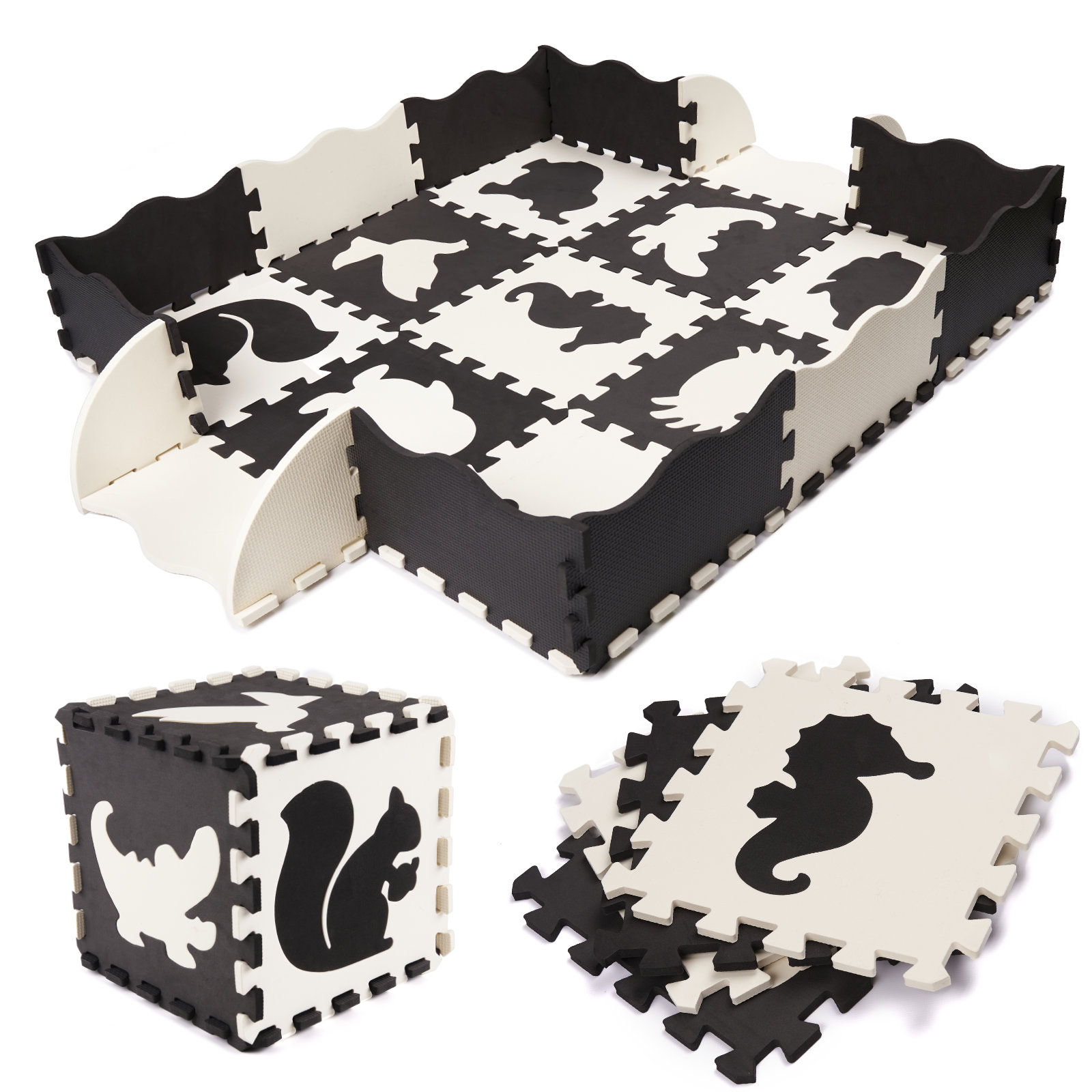 KX6270 Puzzle piankowe mata dla dzieci 25el. czarno-białe 1-3
