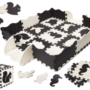 Vzdelávacia penová podložka s puzzle 114 x 114 x 1 cm, čierna, 25 dielov