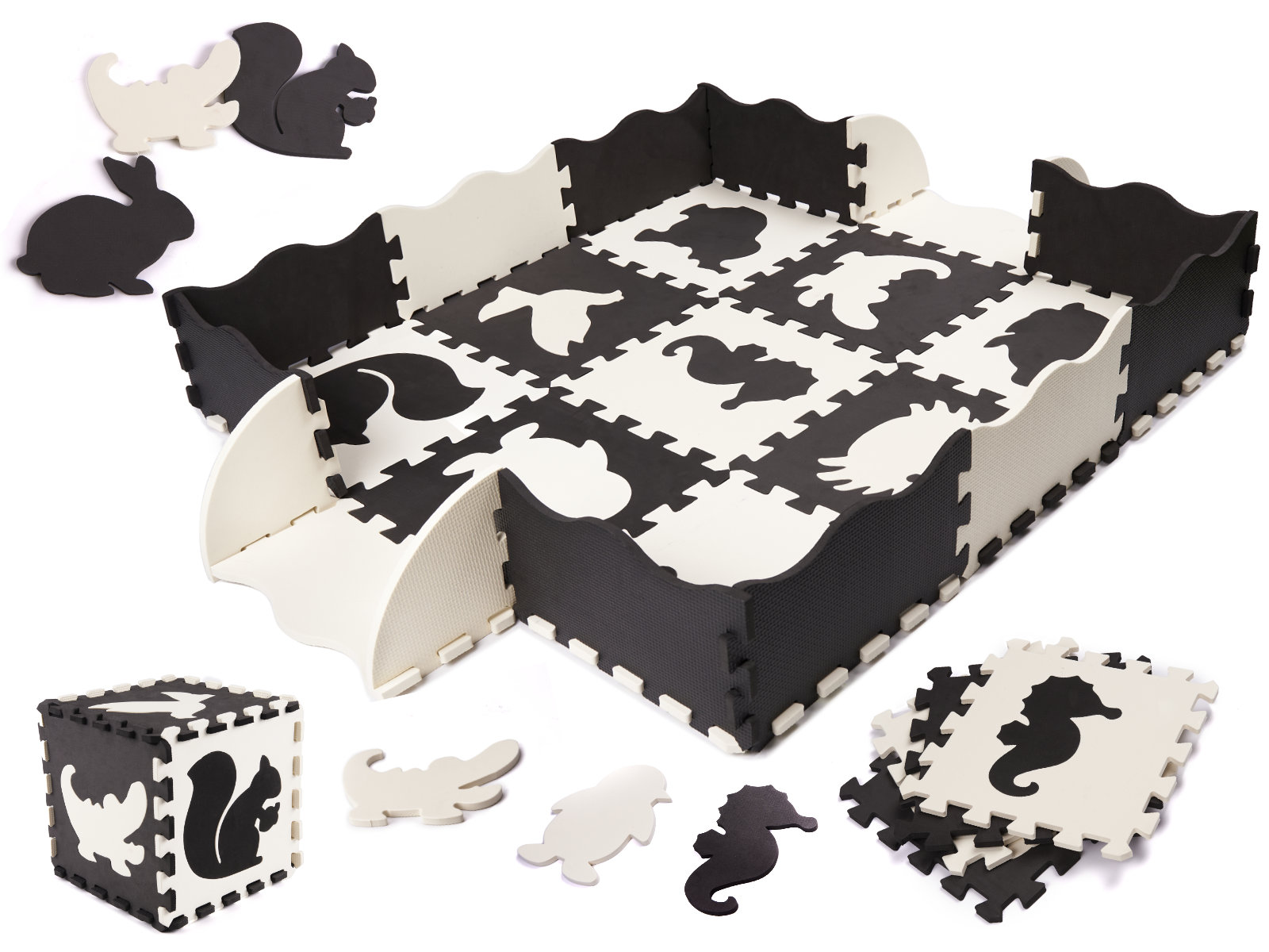 KX6270 Puzzle piankowe mata dla dzieci 25el. czarno-białe 1-6