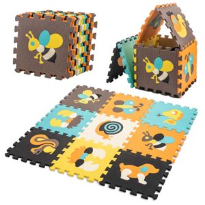 Vzdelávacia penová podložka s puzzle so zvieratkami, farebná, 85 x 85 cm, 9 dielov