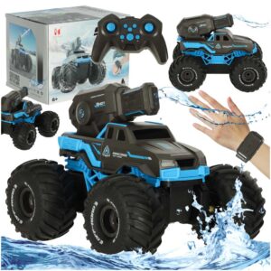 Vodotesné RC amfibické auto ovládané gestami ruky + 2 diaľkové ovládače, modré