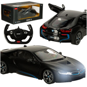 Diaľkovo ovládané autíčko Rastar 71010 BMW i8 v mierke 1:14 s otvárateľnými dverami, čierne