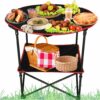 Skladací prenosný turistický stôl na kempovanie s obalom, 72 cm x 72 cm