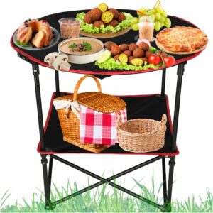 Skladací prenosný turistický stôl na kempovanie s obalom, 72 cm x 72 cm