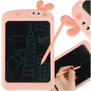 Grafický tablet na kreslenie pre deti so zmiznou tabuľou, LCD displej 8,5', ružový zajačik