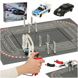 Elektrická policajná pretekárska dráha + 2 autíčka a stavebnicové kocky GD-01