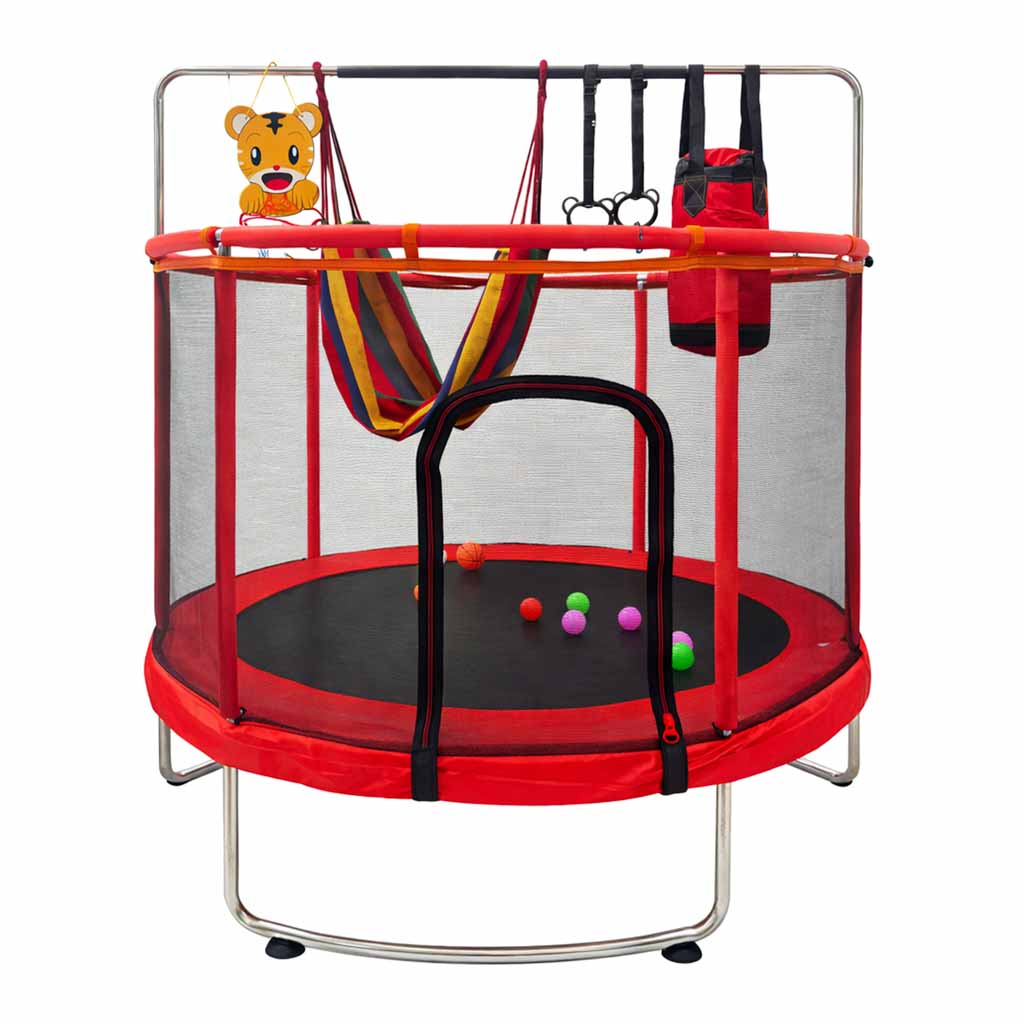 Trampolina-dla-dzieci-ogrodowa-siatka-pilki-koszykowka-155cm-czerwona-182692