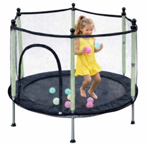 Trampolina-do-domu-ogrodu-dla-dzieci-siatka-pilki-140cm-55inch-zielona-183846