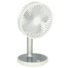 Stolný ventilátor, prenosný bezdrôtový USB ventilátor s akumulátorom, nastaviteľný, 4 úrovne výkonu, LED, 38 cm, biely