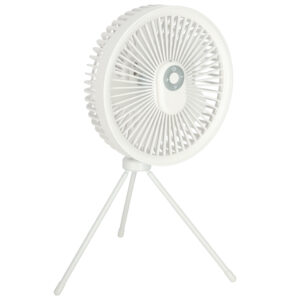 Stolný ventilátor, stojací bezdrôtový USB s diaľkovým ovládaním a svetielkom, 4 úrovne výkonu, 18 cm, biely