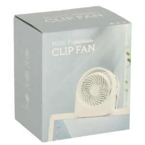 Stolný ventilátor s klipom, bezdrôtový, napájaný cez USB, chladenie, 3 úrovne výkonu, 11,5 cm, biely
