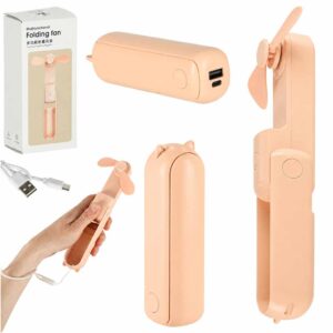 Stolný ventilátor mini ručný skladací ventilátor prenosný USB ružový