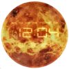 Nástenné hodiny s motívom planéty Mars s LED displejom, 32 cm, oranžové